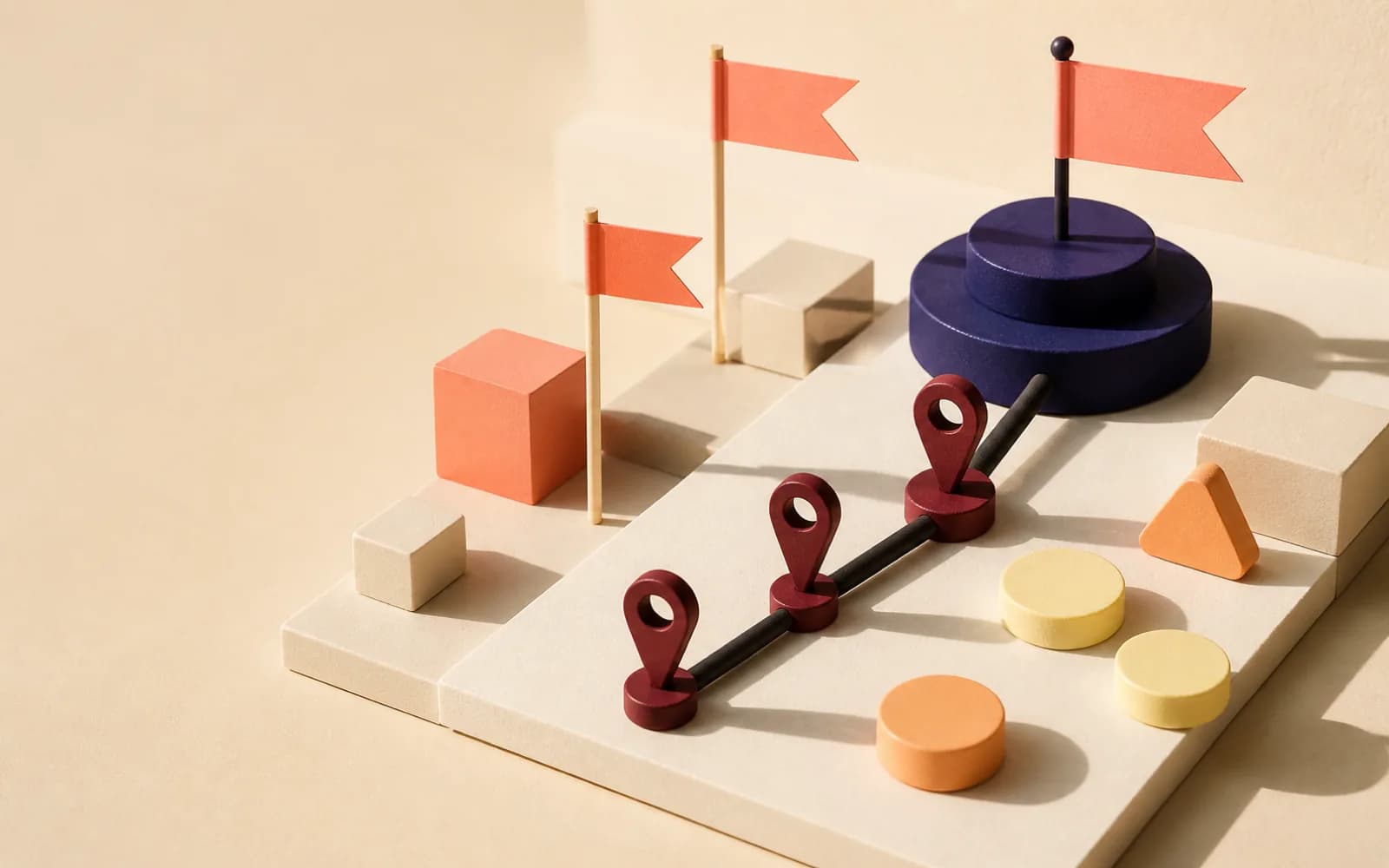 Abstract editorial illustration of lightweight market research for a small team